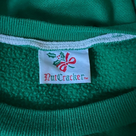 Vintage Nutcracker Smocked Santa’s Green Christmas Holiday Crewneck Sweater - Picture 5 of 6